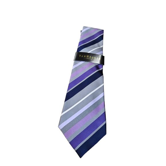 NWT Van Heusen Purple Striped Tie - Picture 1 of 5